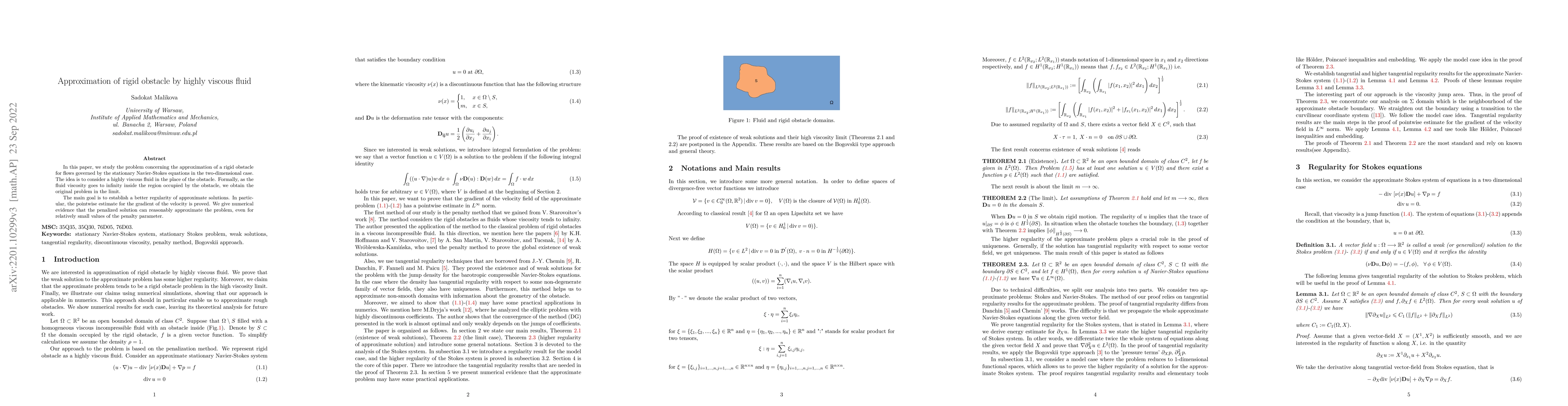 Thumbnail for Approximation of rigid obstacle by highly viscous fluid