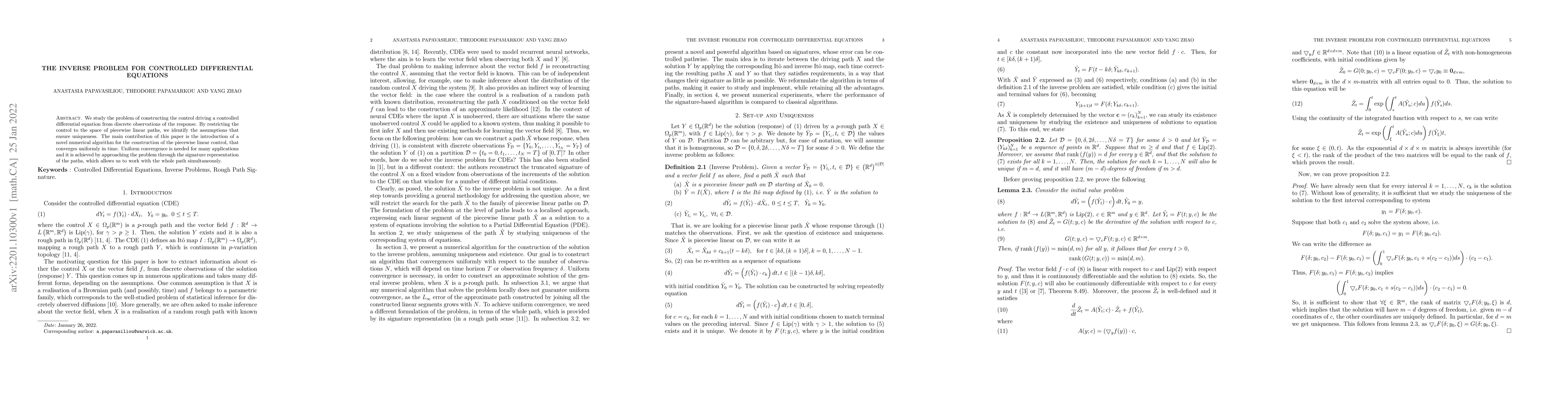 Thumbnail for The Inverse Problem for Controlled Differential Equations