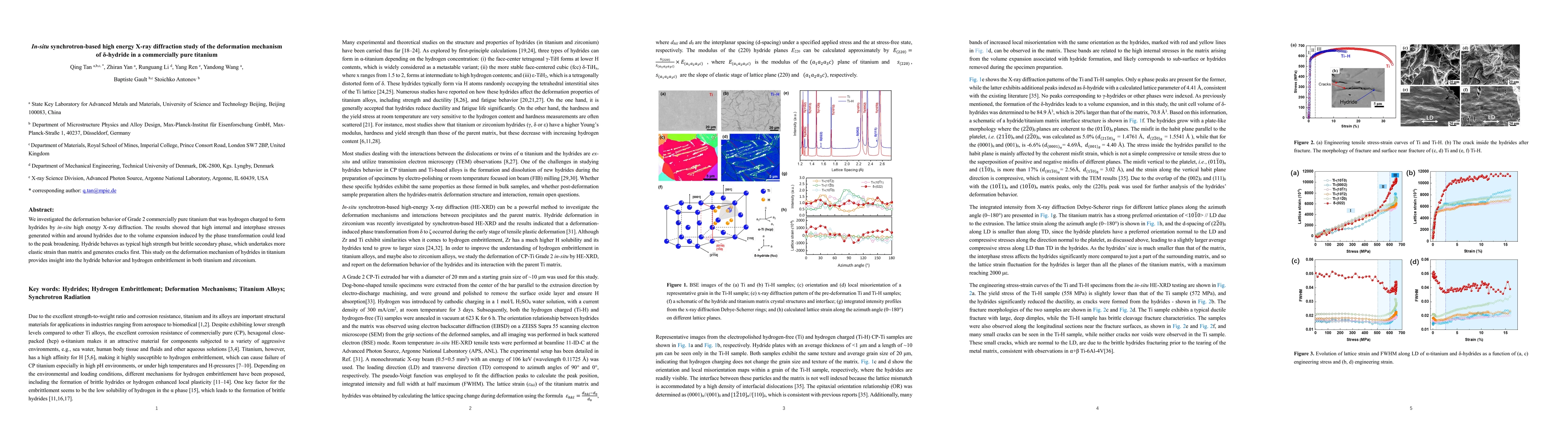 Thumbnail for In-situ synchrotron based high energy X-ray diffraction study of the
  deformation mechanism of {\delta}-hydride in a commercially pure titanium