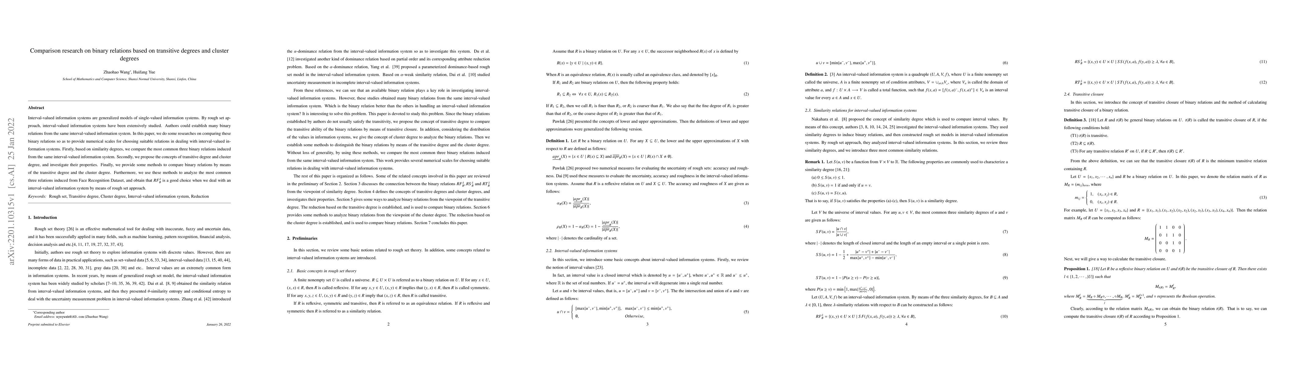 Thumbnail for Comparison research on binary relations based on transitive degrees and
  cluster degrees