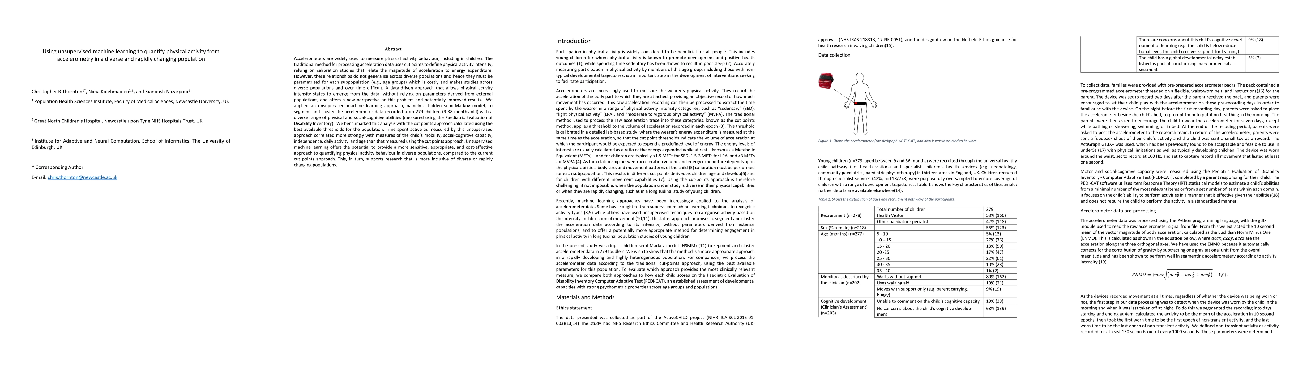 Thumbnail for Using unsupervised machine learning to quantify physical activity from
  accelerometry in a diverse and rapidly changing population