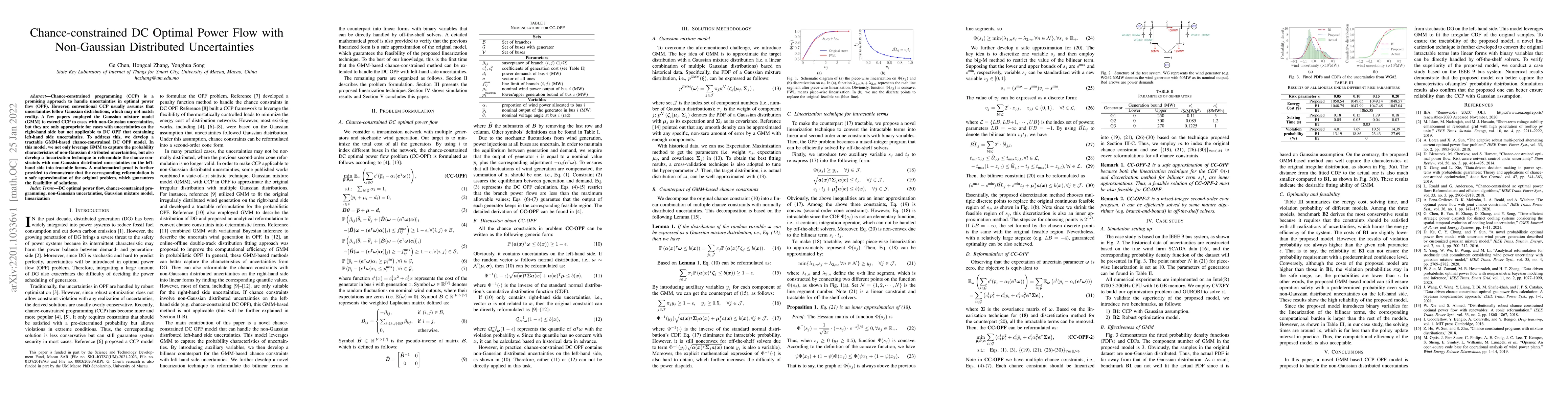 Thumbnail for Chance-constrained DC Optimal Power Flow with Non-Gaussian Distributed
  Uncertainties