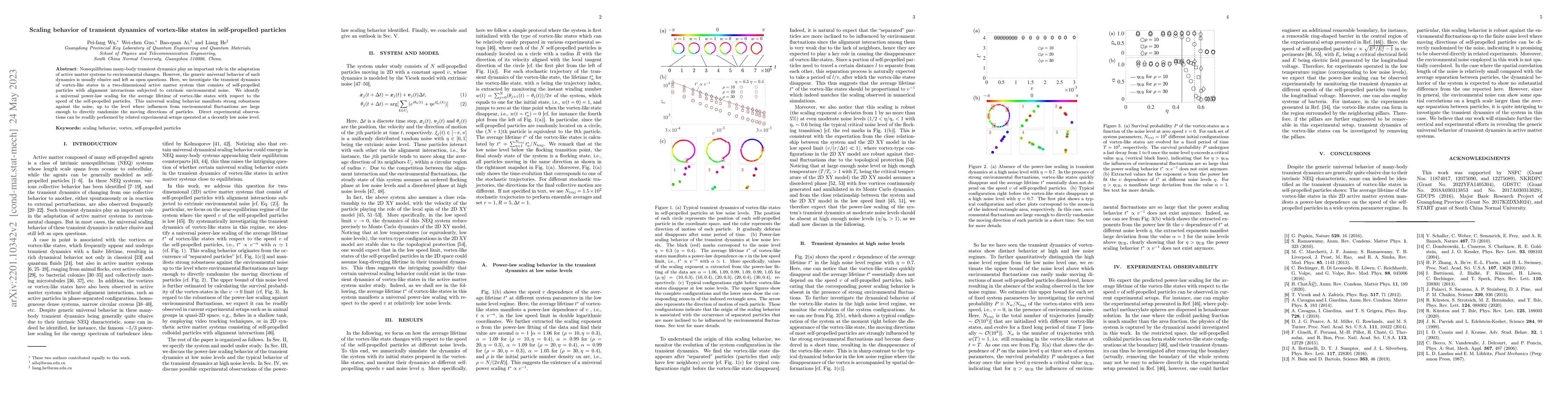 Thumbnail for Scaling behavior of transient dynamics of vortex-like states in
  self-propelled particles