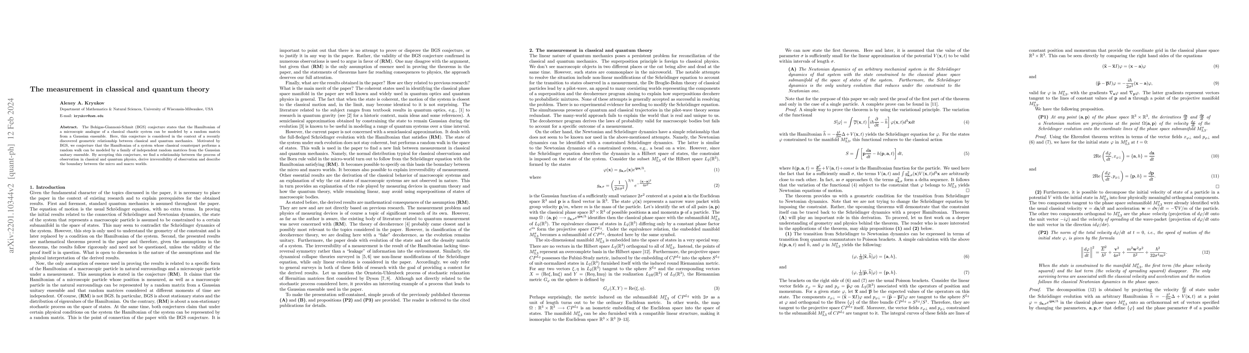 Thumbnail for The measurement in classical and quantum theory