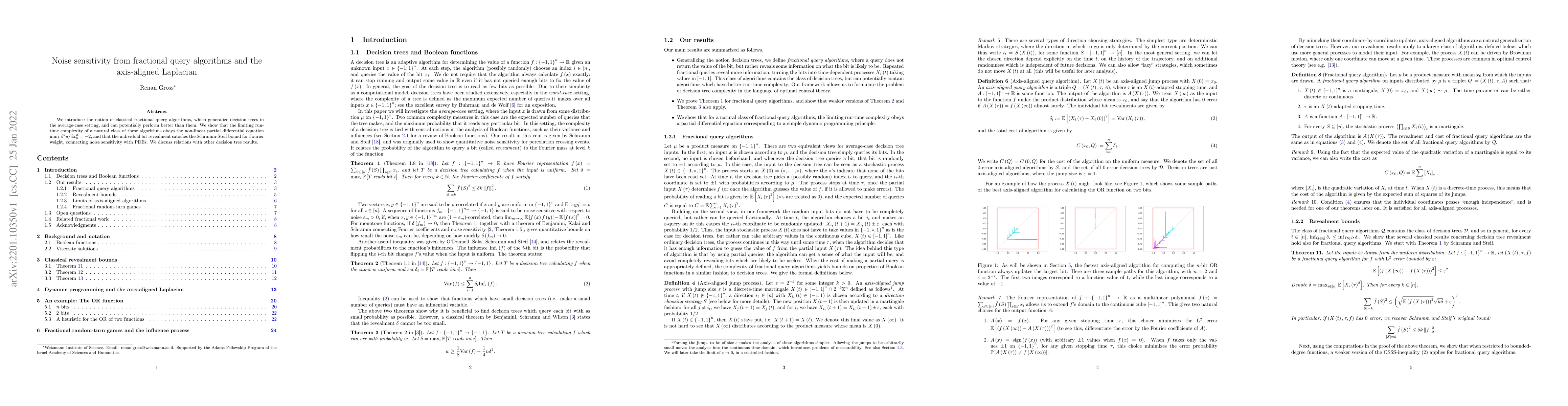Thumbnail for Noise sensitivity from fractional query algorithms and the axis-aligned
  Laplacian