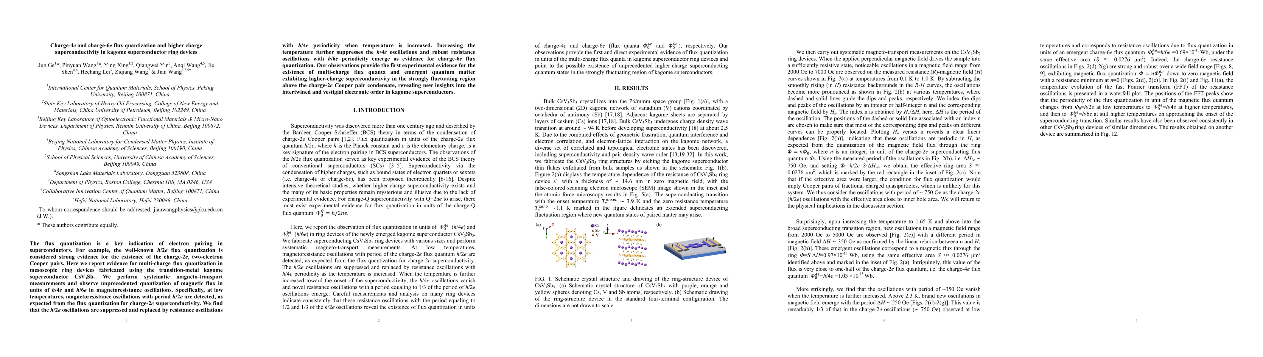 Thumbnail for Charge-4e and charge-6e flux quantization and higher charge
  superconductivity in kagome superconductor ring devices