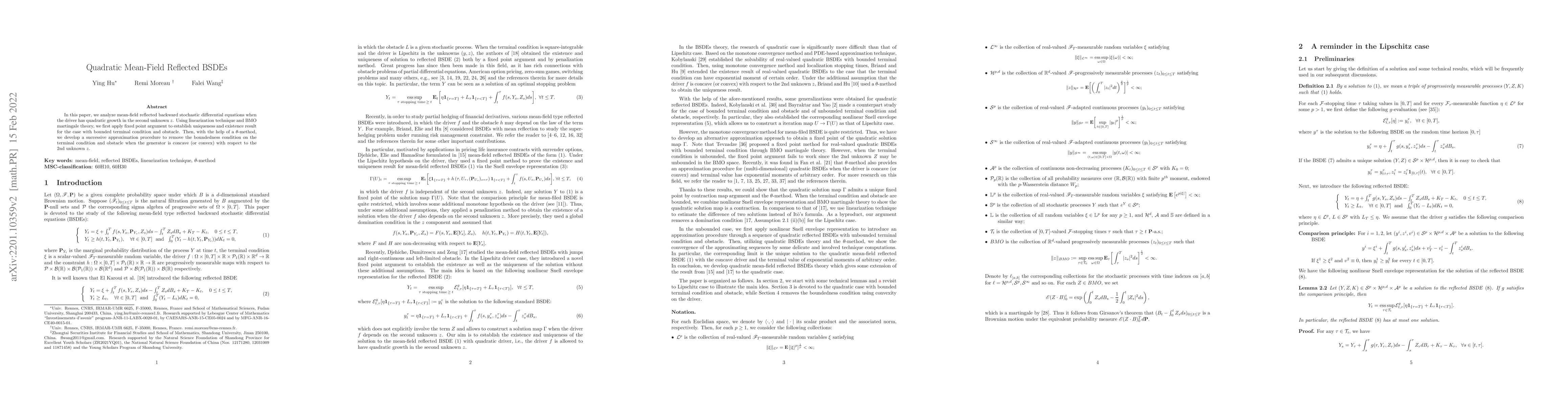 Thumbnail for Quadratic Mean-Field Reflected BSDEs