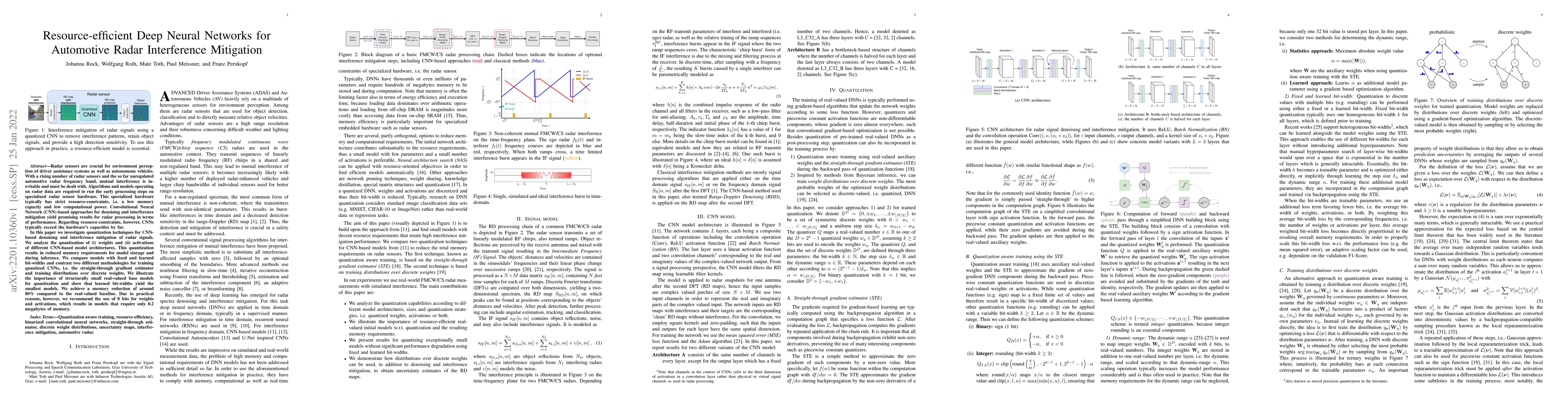 Thumbnail for Resource-efficient Deep Neural Networks for Automotive Radar
  Interference Mitigation