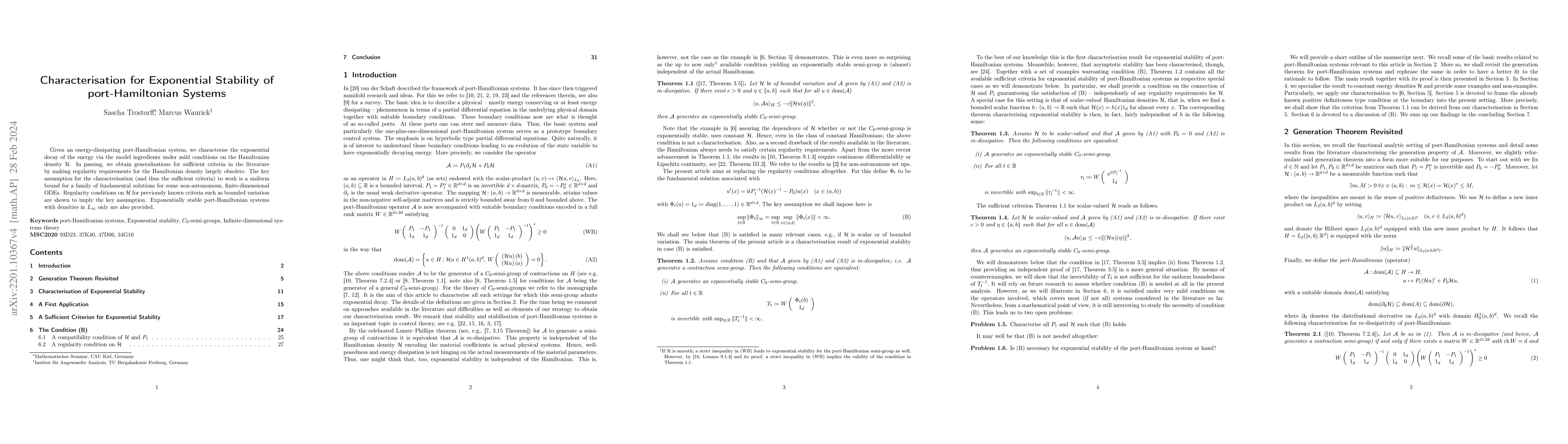Thumbnail for Characterisation for Exponential Stability of port-Hamiltonian Systems