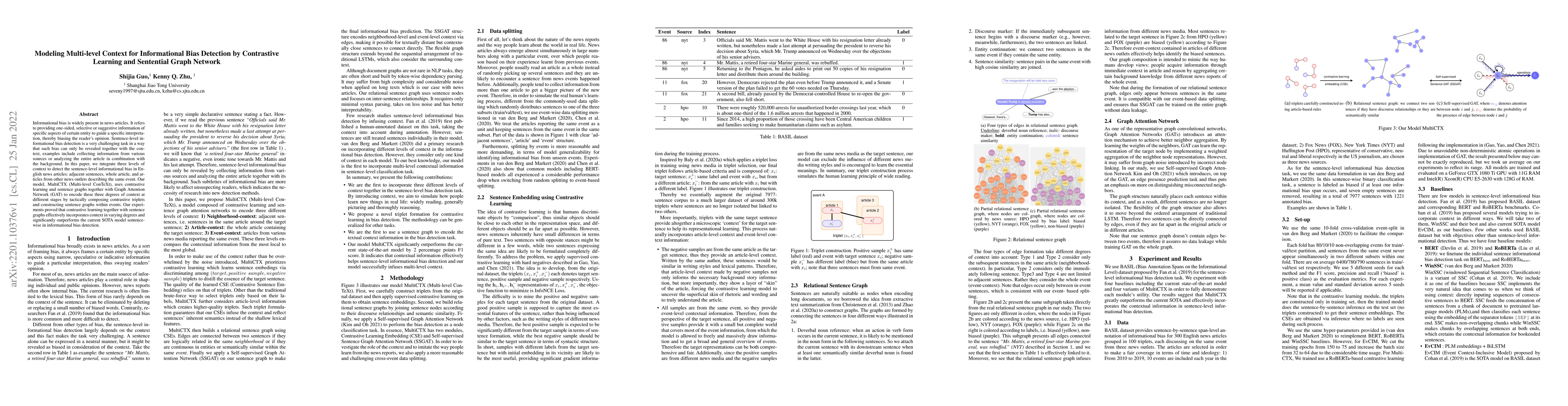Thumbnail for Modeling Multi-level Context for Informational Bias Detection by
  Contrastive Learning and Sentential Graph Network