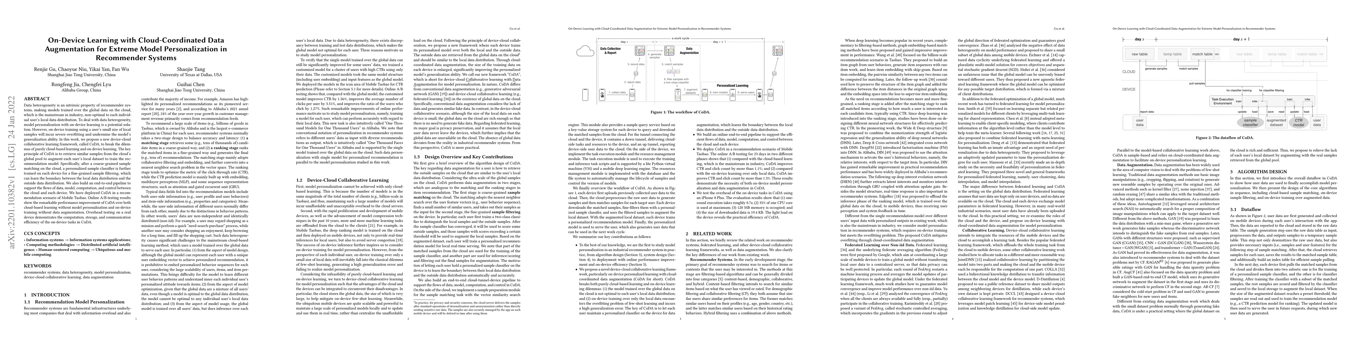 Thumbnail for On-Device Learning with Cloud-Coordinated Data Augmentation for Extreme
  Model Personalization in Recommender Systems
