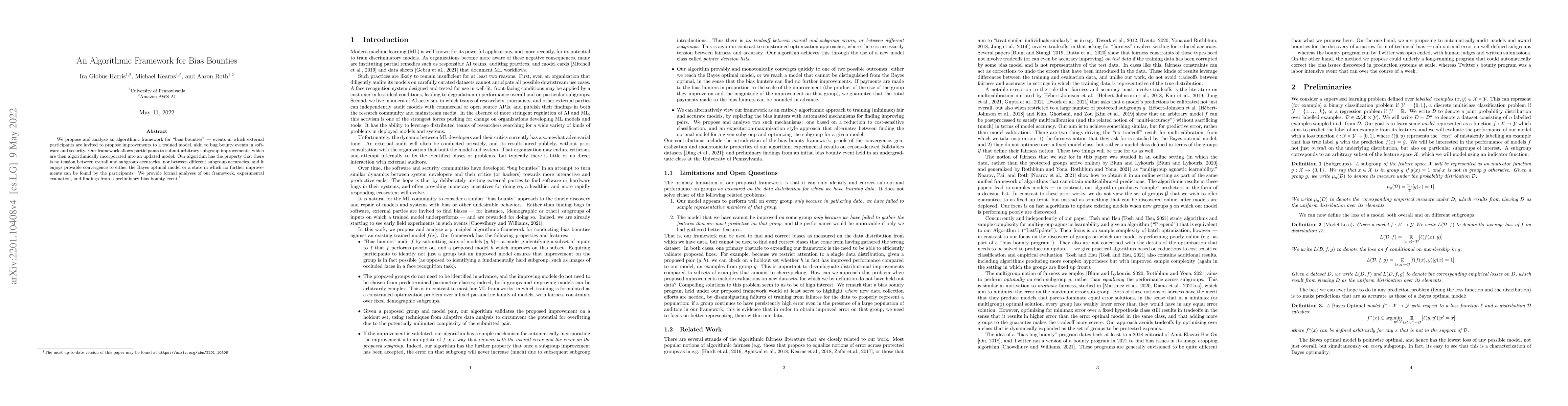 Thumbnail for An Algorithmic Framework for Bias Bounties