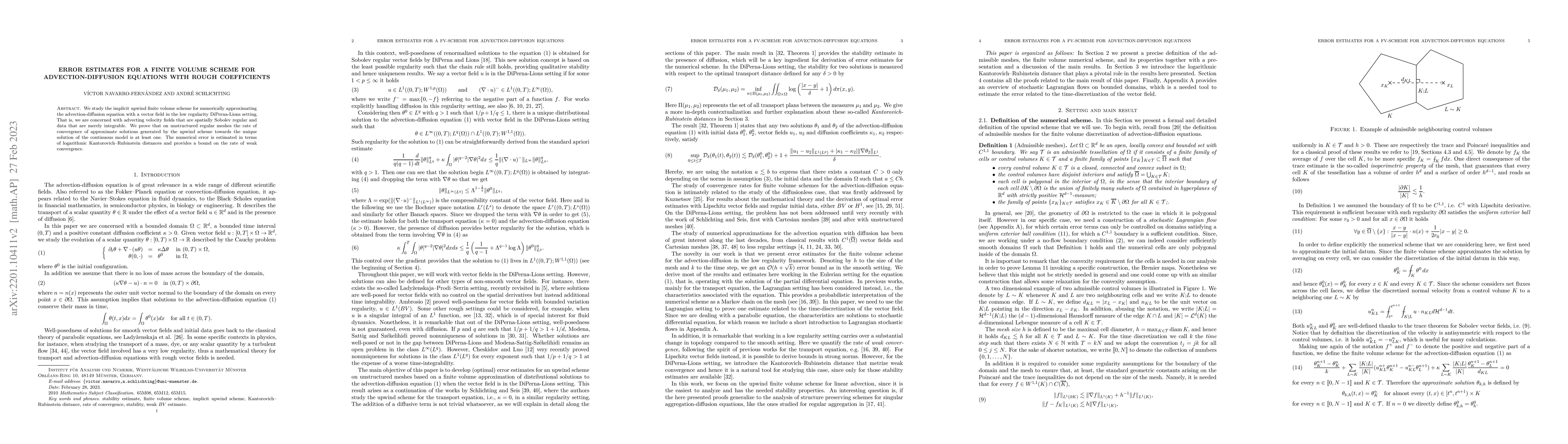 Thumbnail for Error estimates for a finite volume scheme for advection-diffusion
  equations with rough coefficients