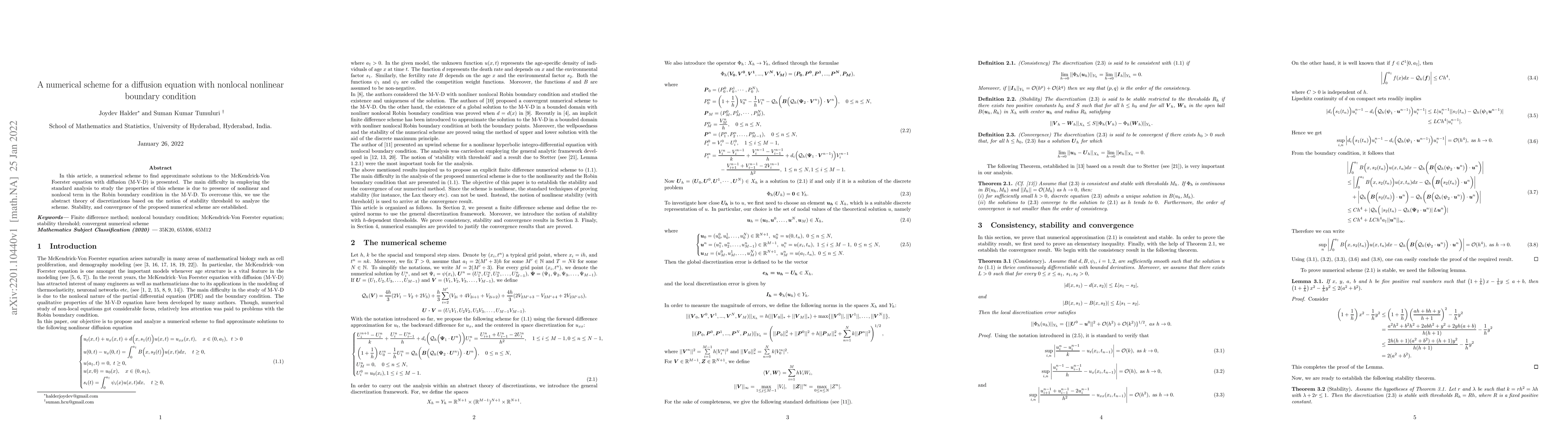 Thumbnail for A numerical scheme for a diffusion equation with nonlocal nonlinear
  boundary condition