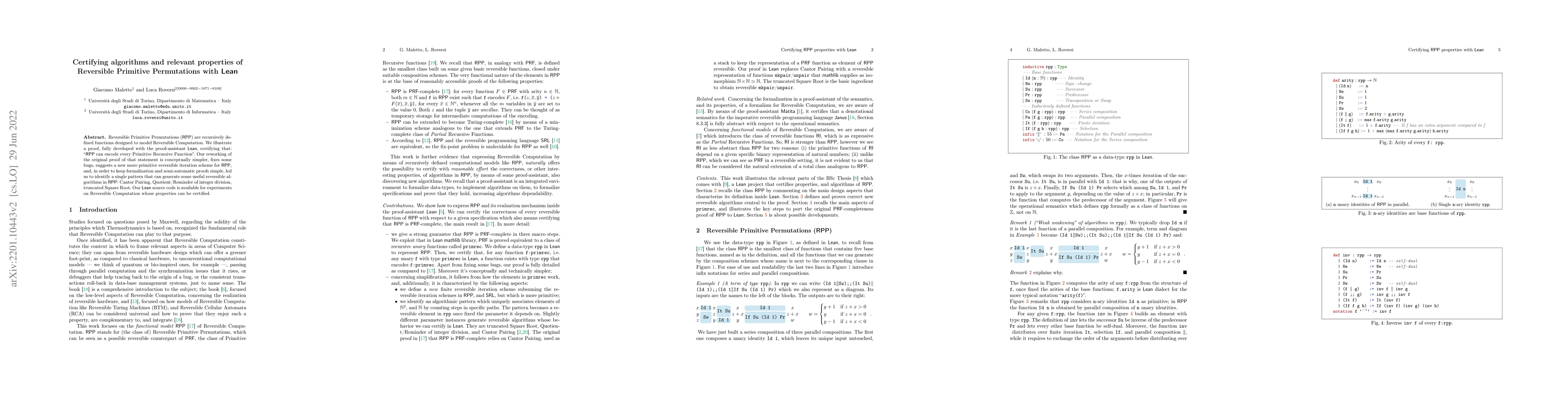 Thumbnail for Certifying algorithms and relevant properties of Reversible Primitive
  Permutations with Lean