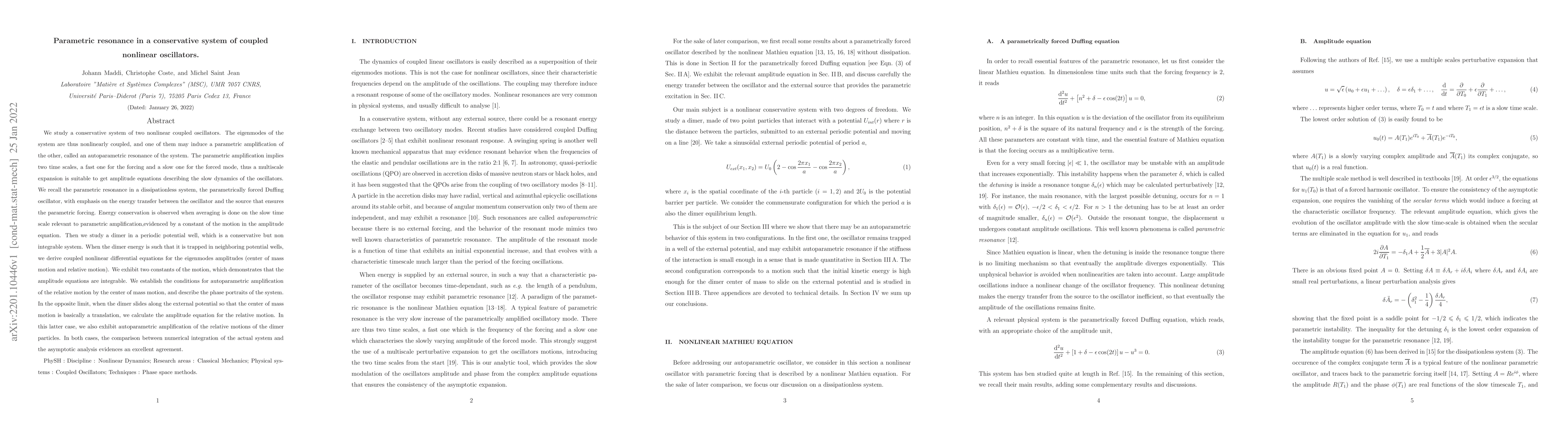 Thumbnail for Parametric resonance in a conservative system of coupled nonlinear
  oscillators