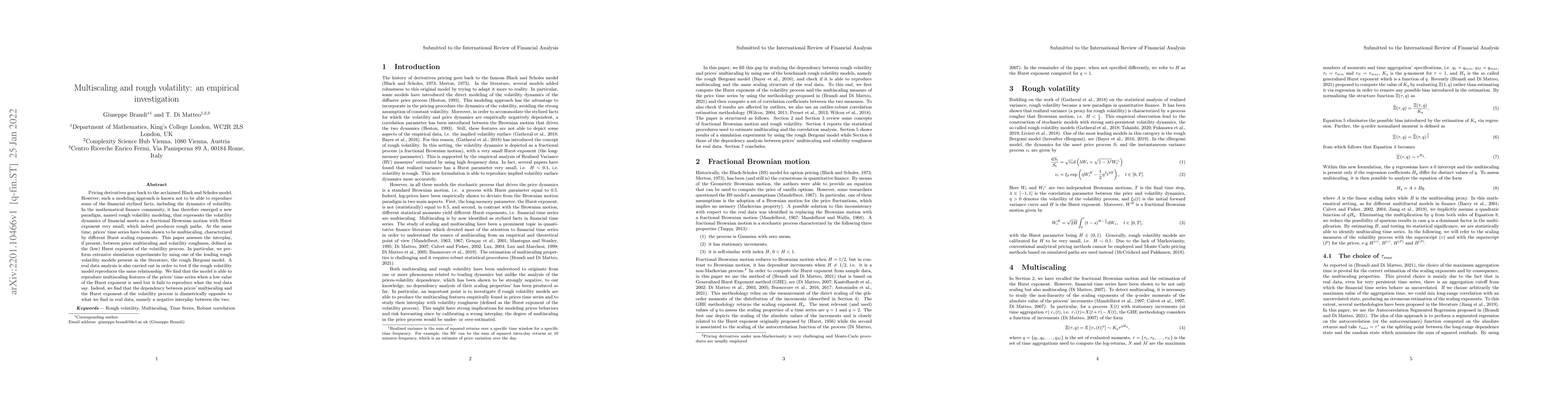 Thumbnail for Multiscaling and rough volatility: an empirical investigation