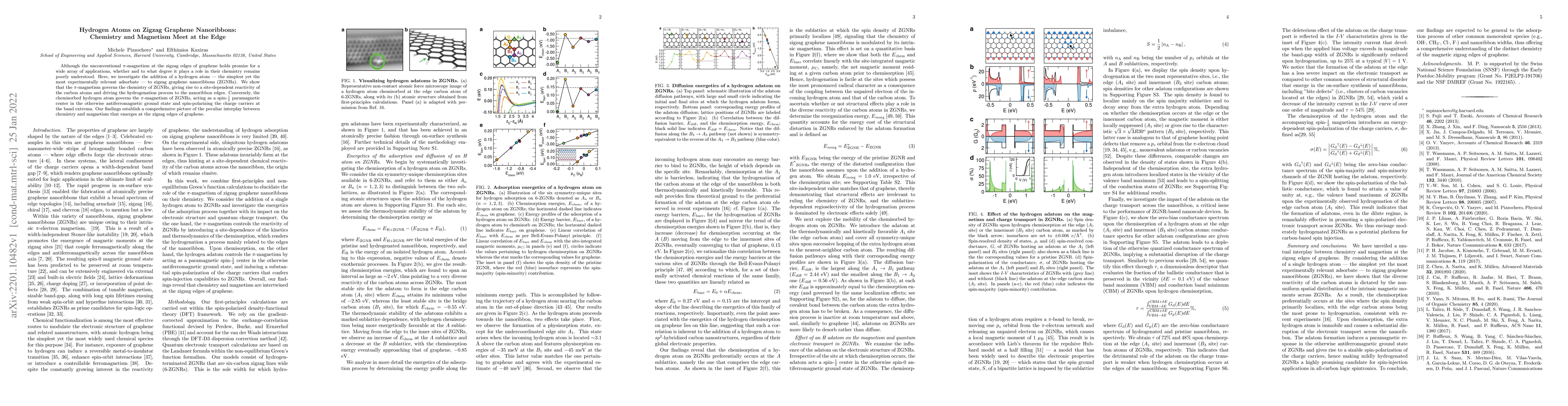 Thumbnail for Hydrogen Atoms on Zigzag Graphene Nanoribbons: Chemistry and Magnetism
  Meet at the Edge