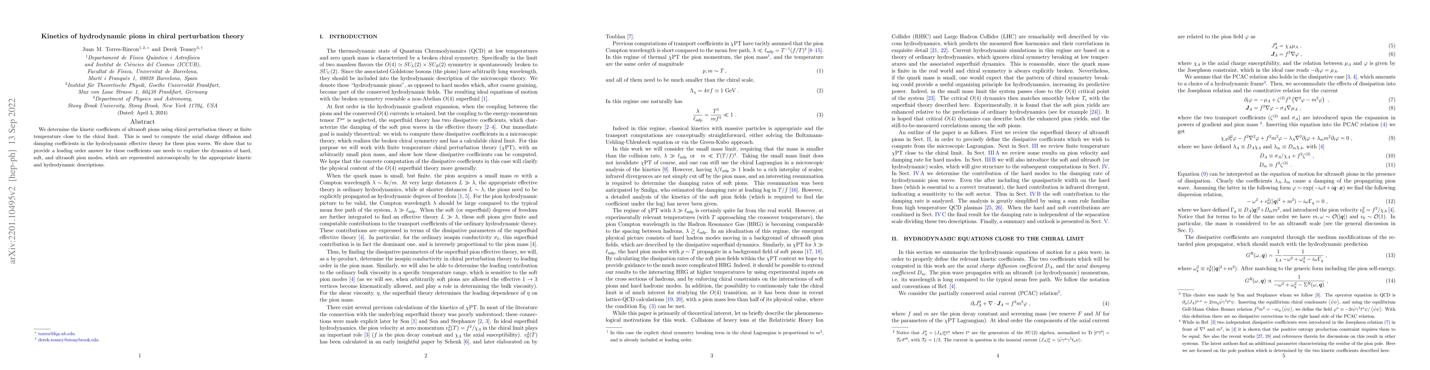 Thumbnail for Kinetics of hydrodynamic pions in chiral perturbation theory