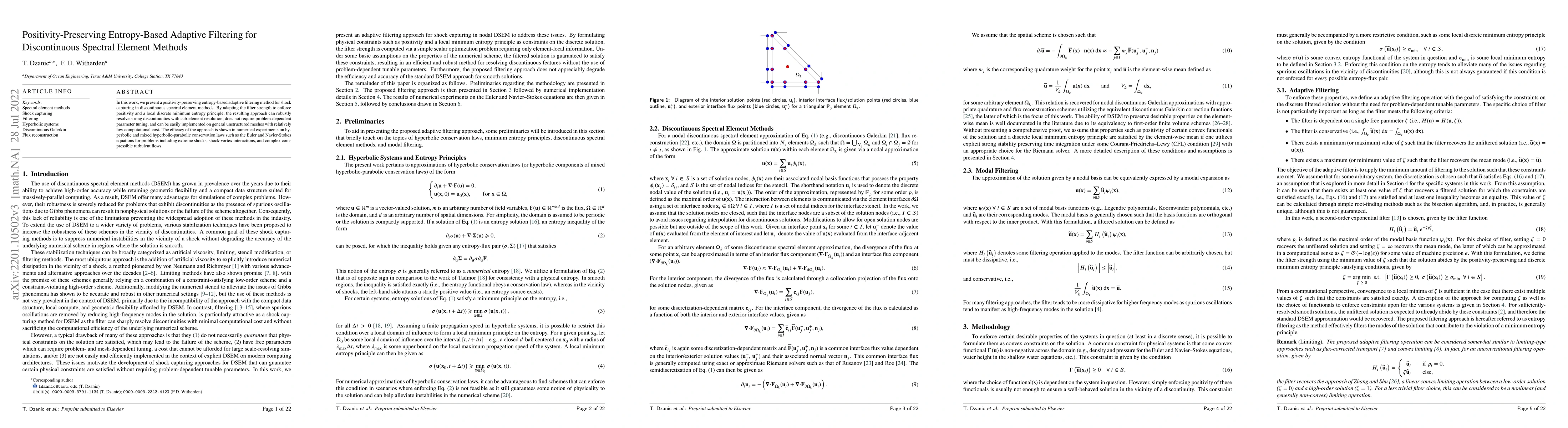 Thumbnail for Positivity-Preserving Entropy-Based Adaptive Filtering for Discontinuous
  Spectral Element Methods