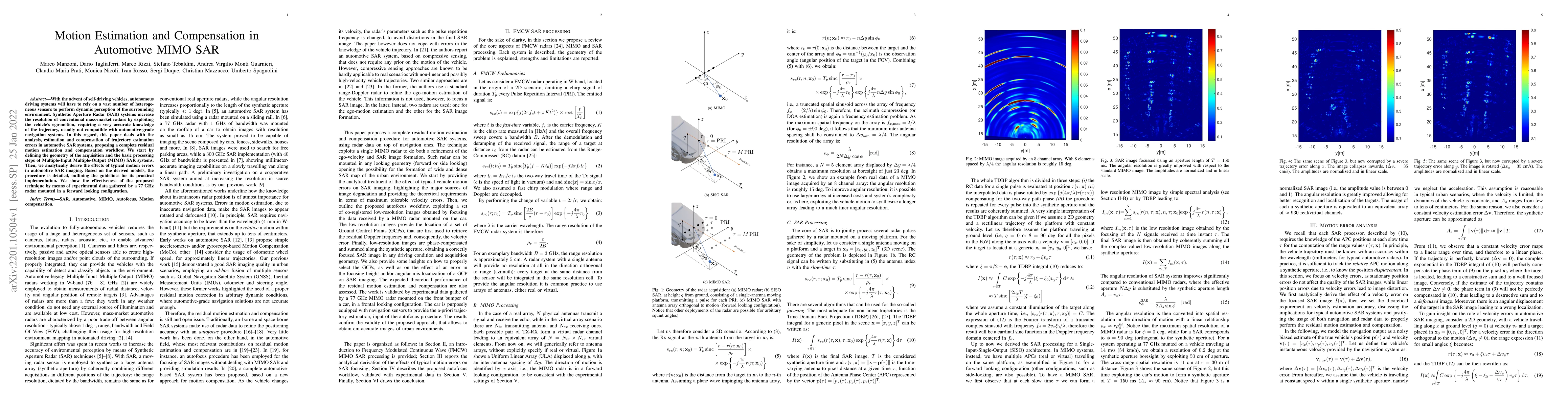 Thumbnail for Motion Estimation and Compensation in Automotive MIMO SAR