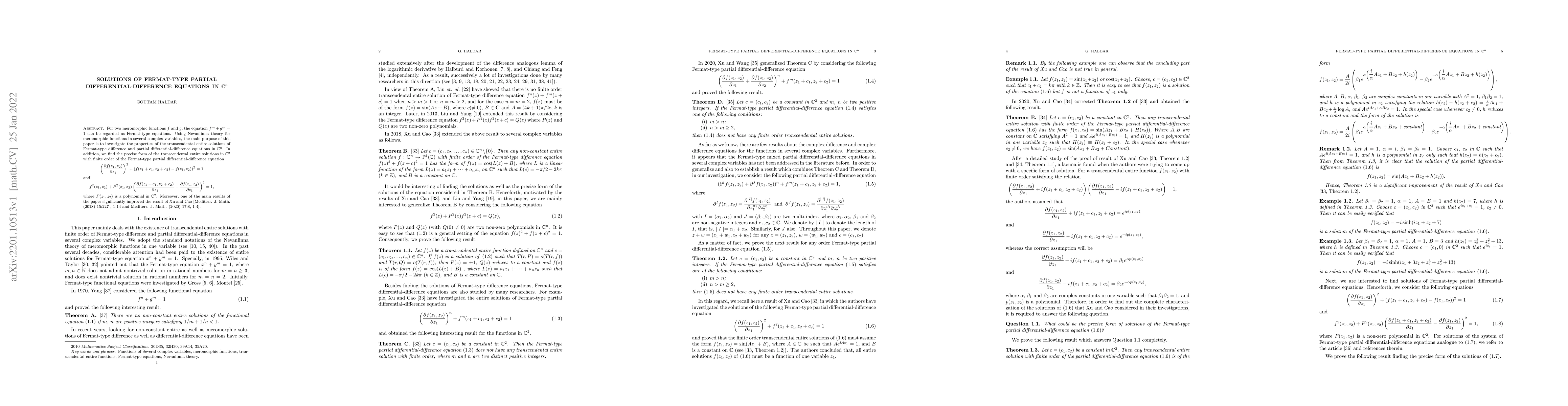 Thumbnail for Solutions of Fermat-type partial differential-difference equations in $
  \mathbb{C}^n $