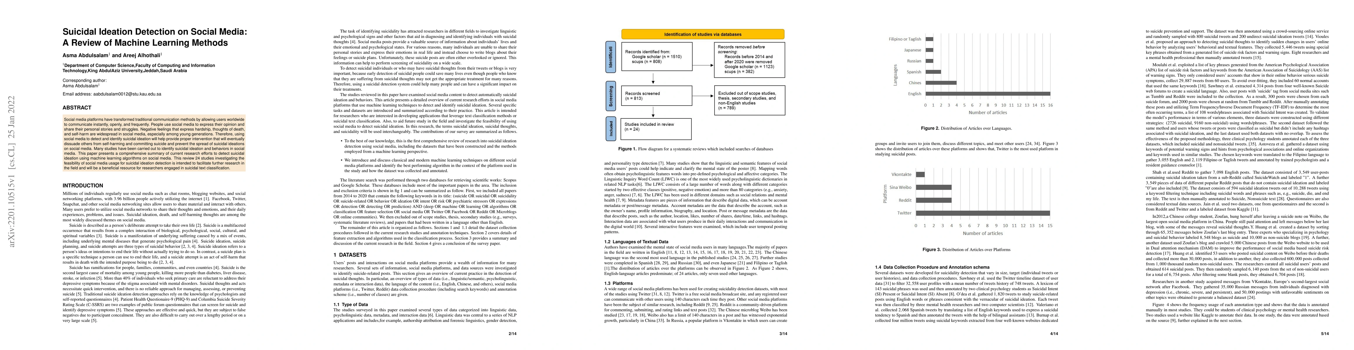 Thumbnail for Suicidal Ideation Detection on Social Media: A Review of Machine
  Learning Methods