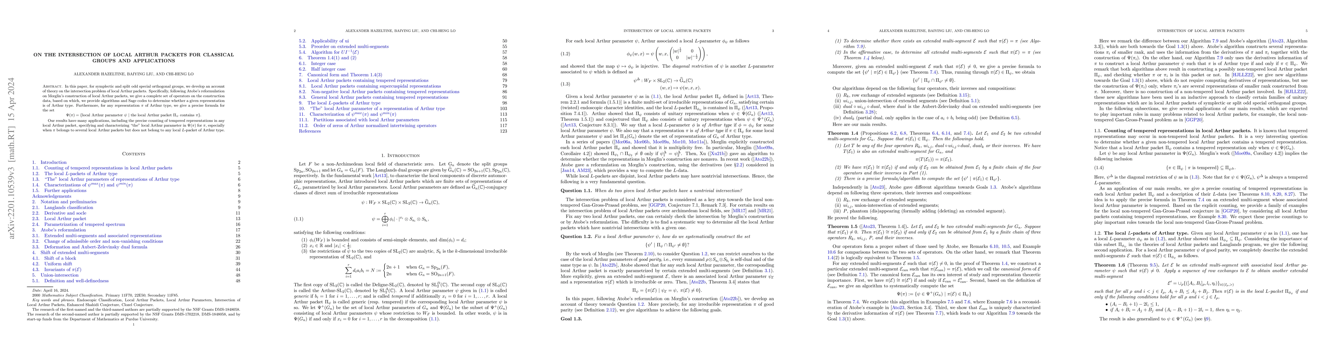 Thumbnail for On the intersection of local Arthur packets for classical groups and
  applications