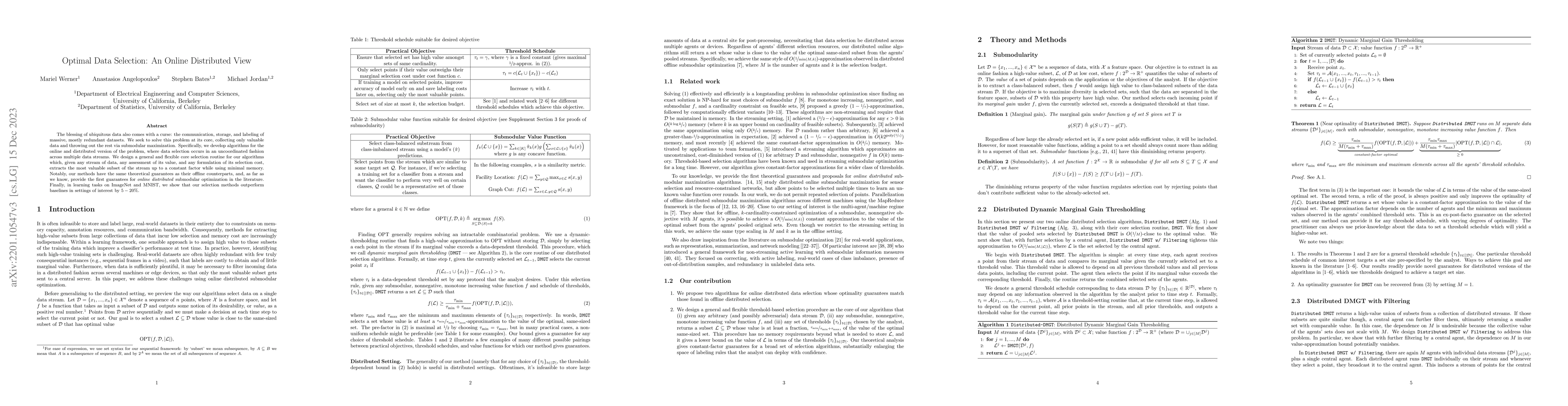 Thumbnail for Optimal Data Selection: An Online Distributed View
