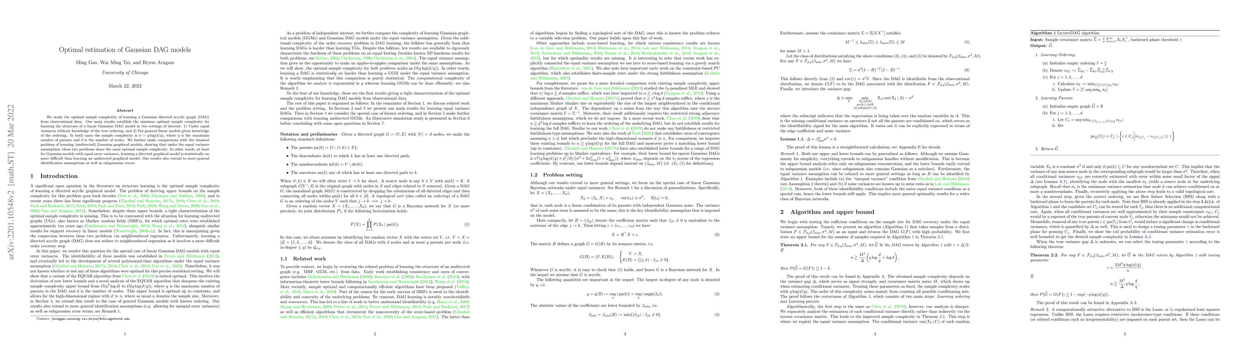 Thumbnail for Optimal estimation of Gaussian DAG models