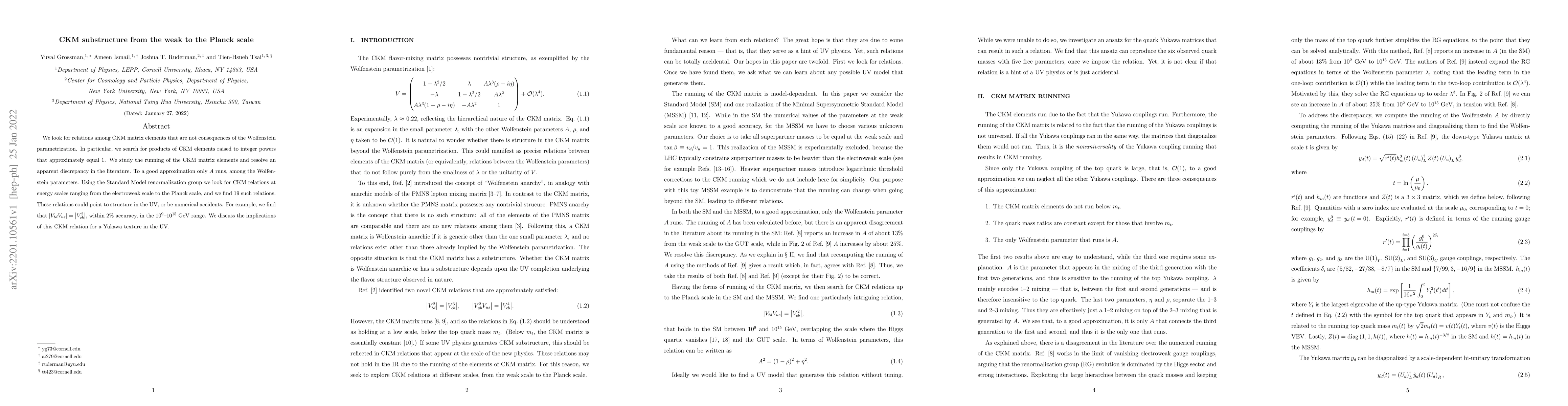 Thumbnail for CKM substructure from the weak to the Planck scale