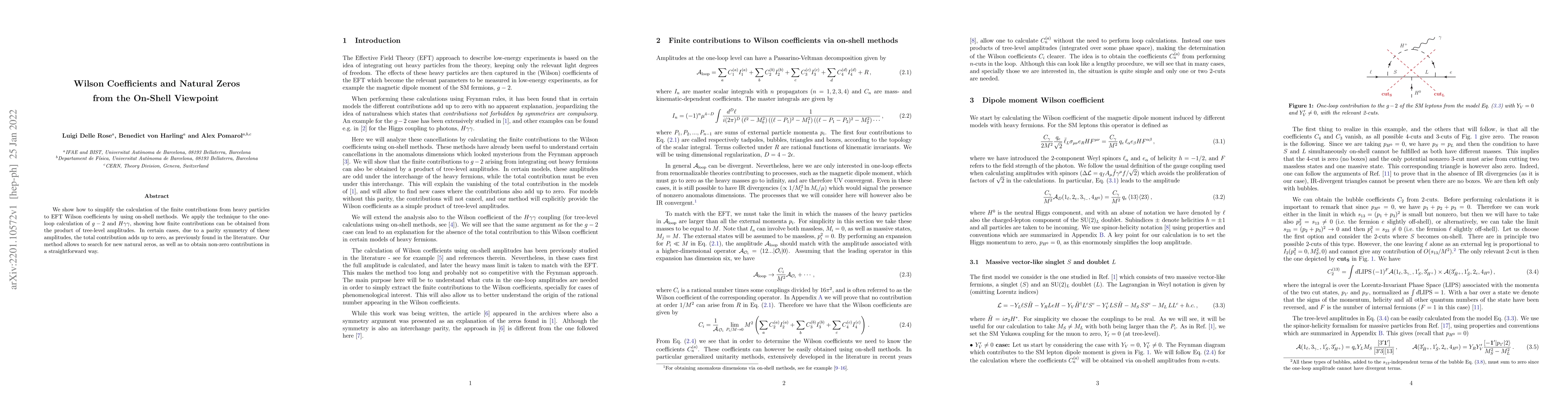 Thumbnail for Wilson Coefficients and Natural Zeros from the On-Shell Viewpoint
