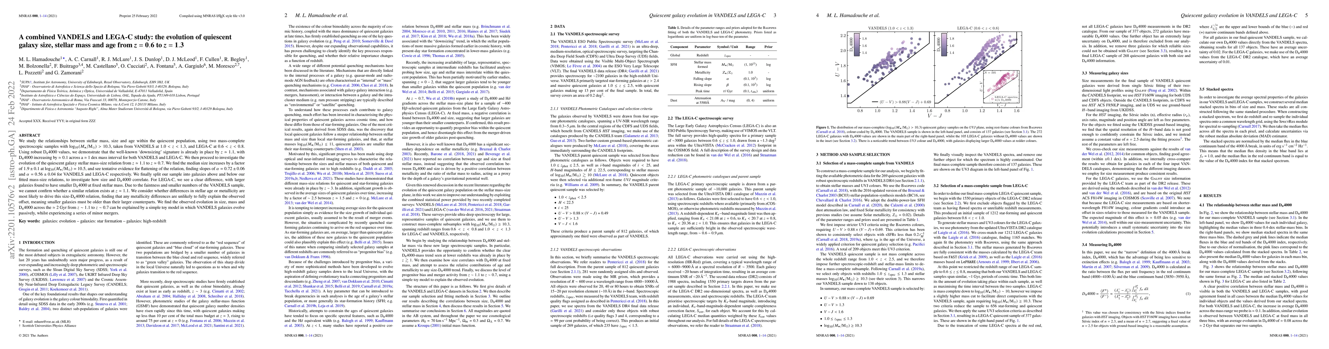 Thumbnail for A combined VANDELS and LEGA-C study: the evolution of quiescent galaxy
  size, stellar mass and age from $\mathbf{\textit{z} = 0.6}$ to
  $\mathbf{\textit{z} = 1.3}$
