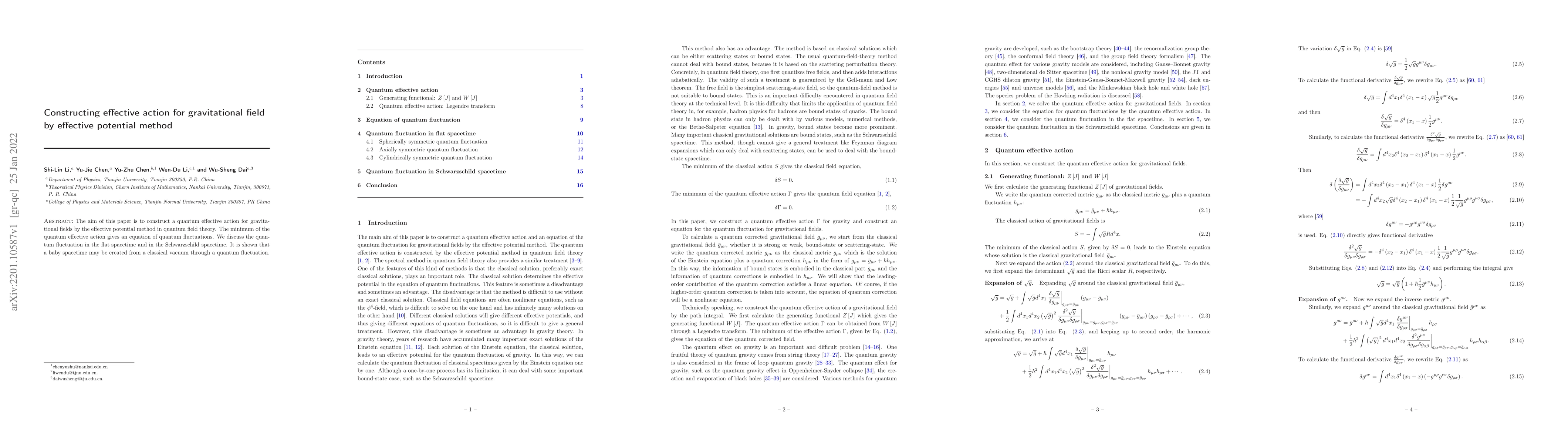 Thumbnail for Constructing effective action for gravitational field by effective
  potential method