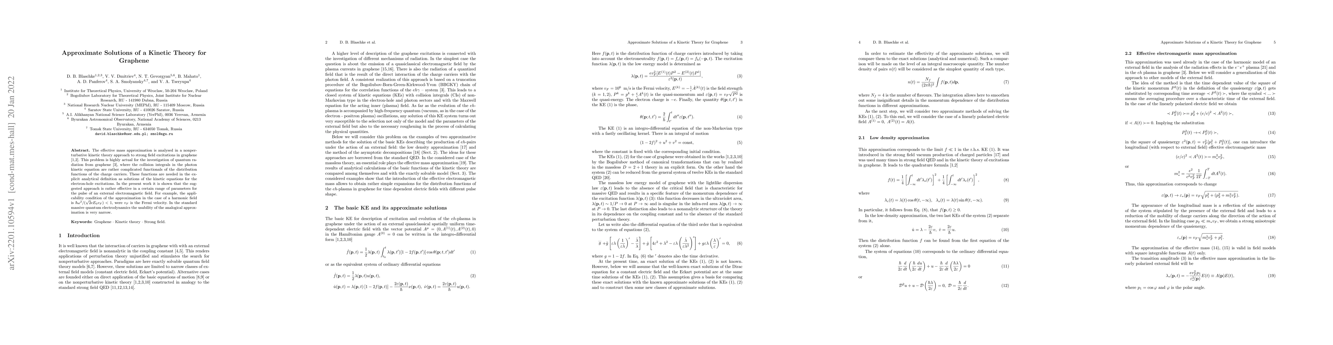 Thumbnail for Approximate Solutions of a Kinetic Theory for Graphene