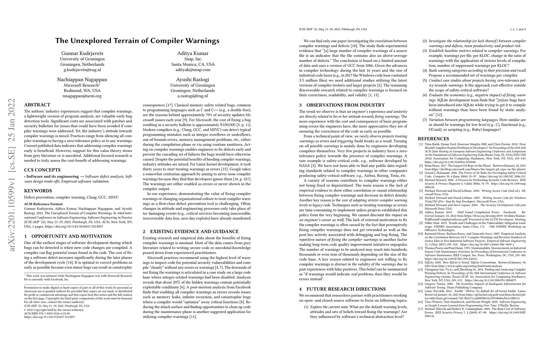 Thumbnail for The Unexplored Terrain of Compiler Warnings