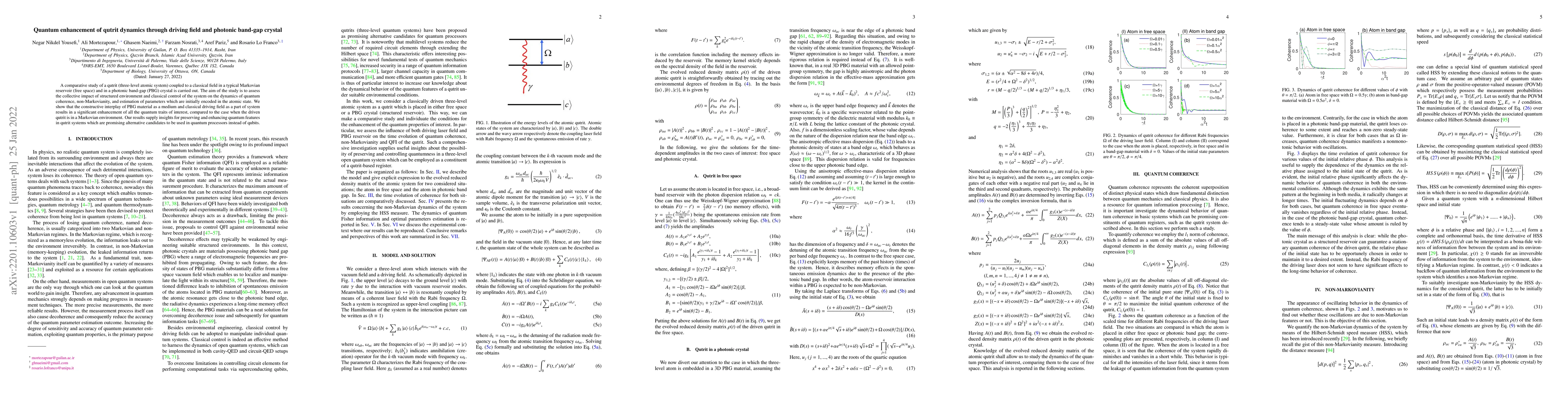 Thumbnail for Quantum enhancement of qutrit dynamics through driving field and
  photonic band-gap crystal