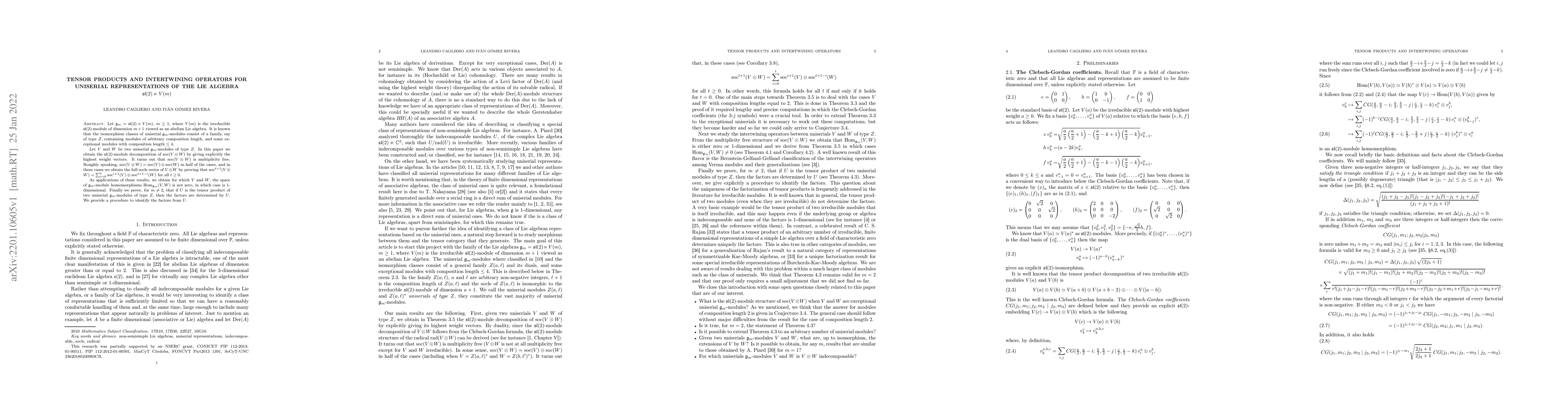 Thumbnail for Tensor products and intertwining operators for uniserial representations
  of the Lie algebra $\mathfrak{sl}(2)\ltimes V(m)$