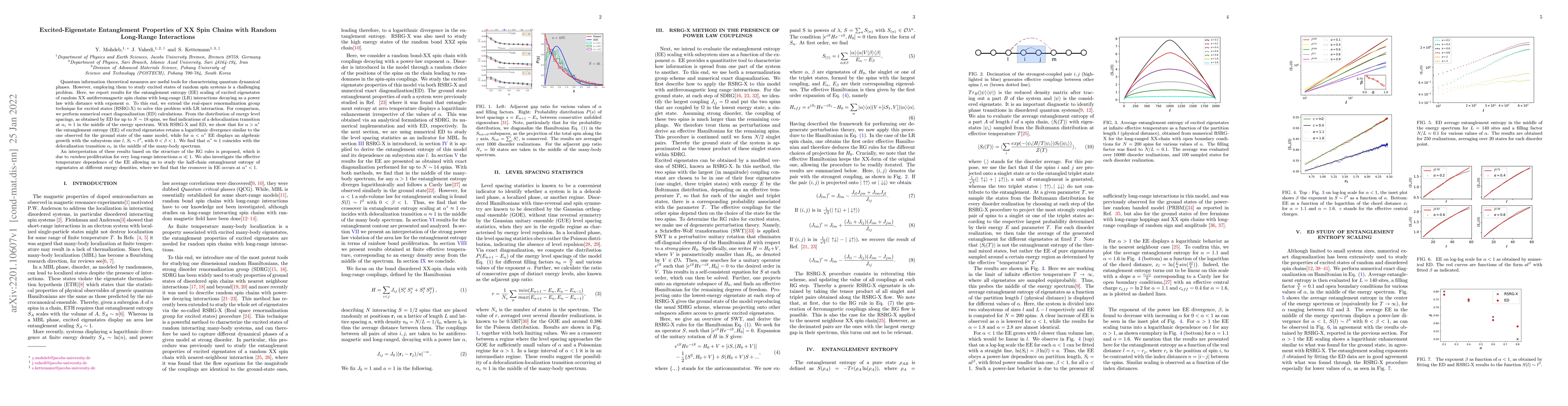 Thumbnail for Excited-Eigenstate Entanglement Properties of XX Spin Chains with Random
  Long-Range Interactions