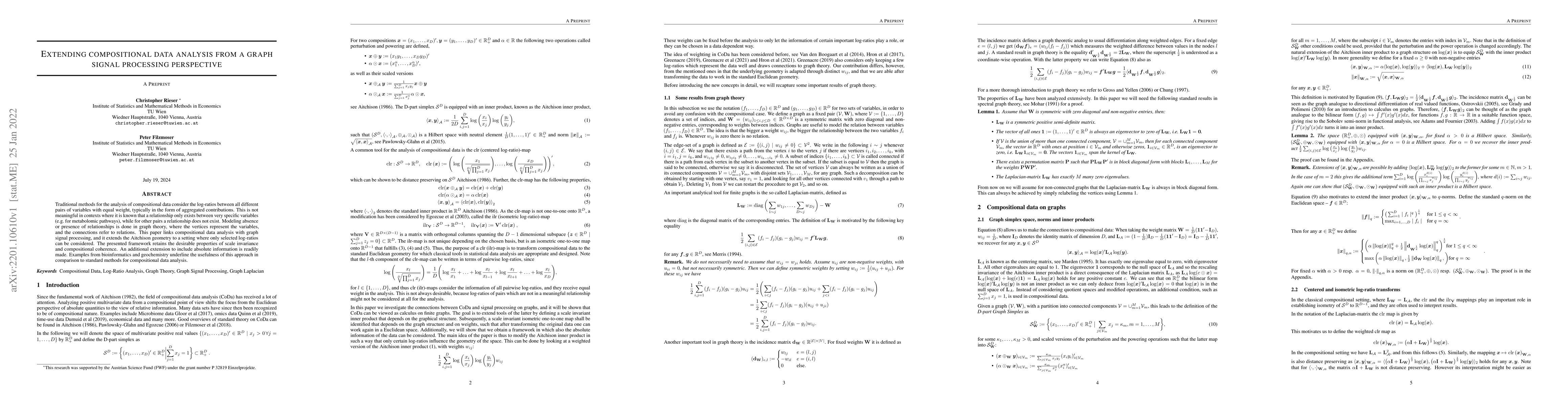 Thumbnail for Extending compositional data analysis from a graph signal processing
  perspective