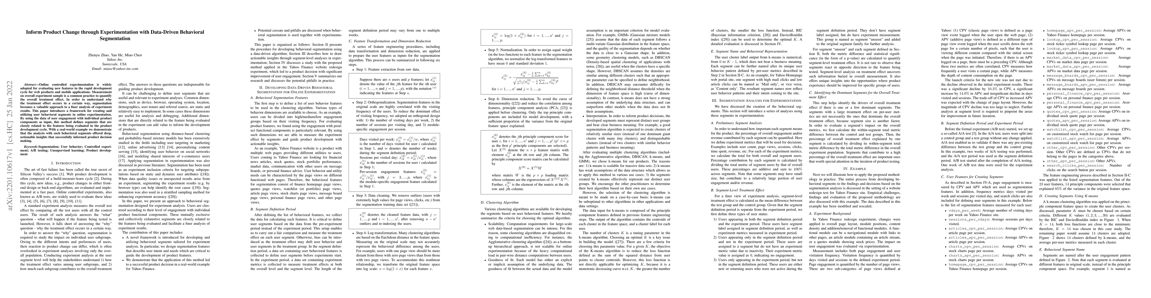 Thumbnail for Inform Product Change through Experimentation with Data-Driven
  Behavioral Segmentation