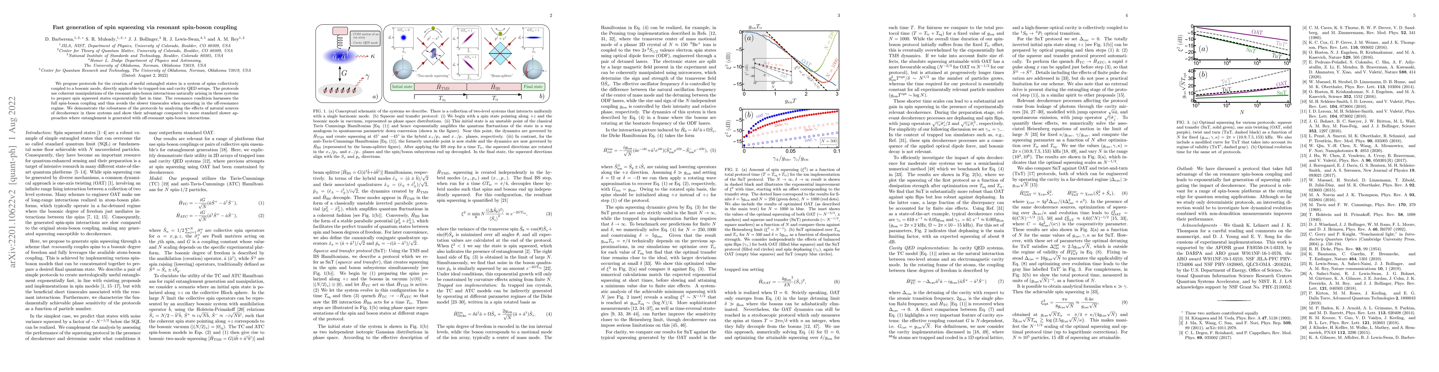 Thumbnail for Fast generation of spin squeezing via resonant spin-boson coupling