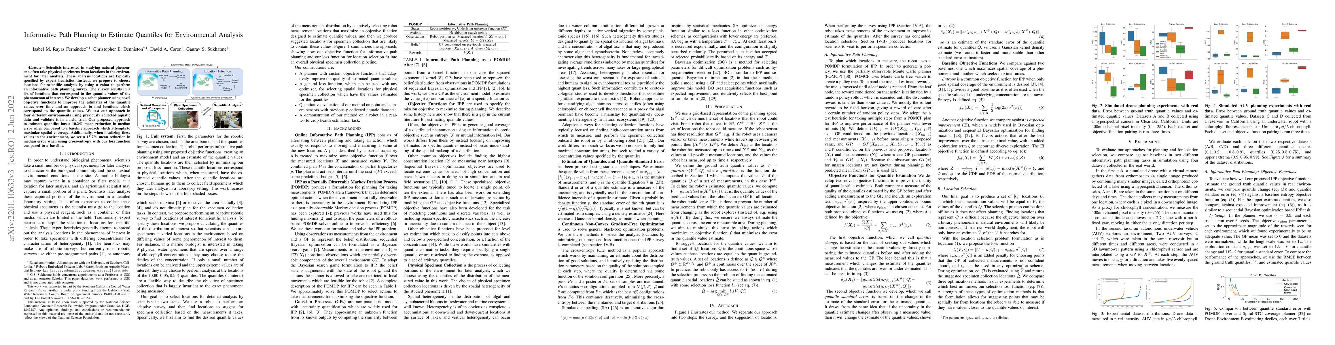 Thumbnail for Informative Path Planning to Estimate Quantiles for Environmental
  Analysis