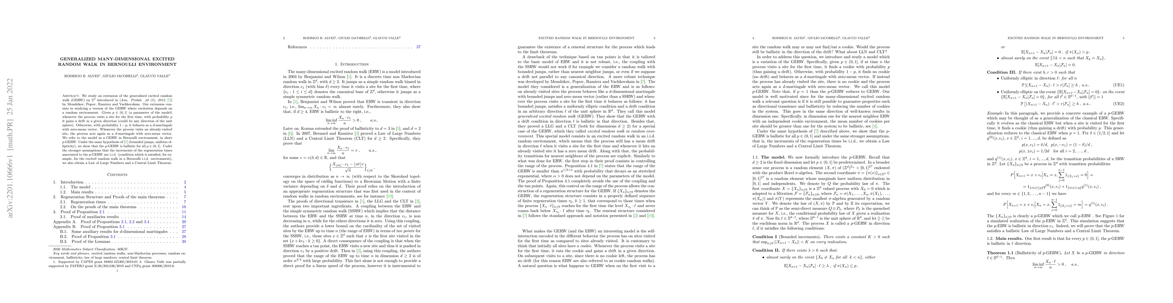 Thumbnail for Generalized Many-Dimensional Excited Random Walk in Bernoulli
  Environment