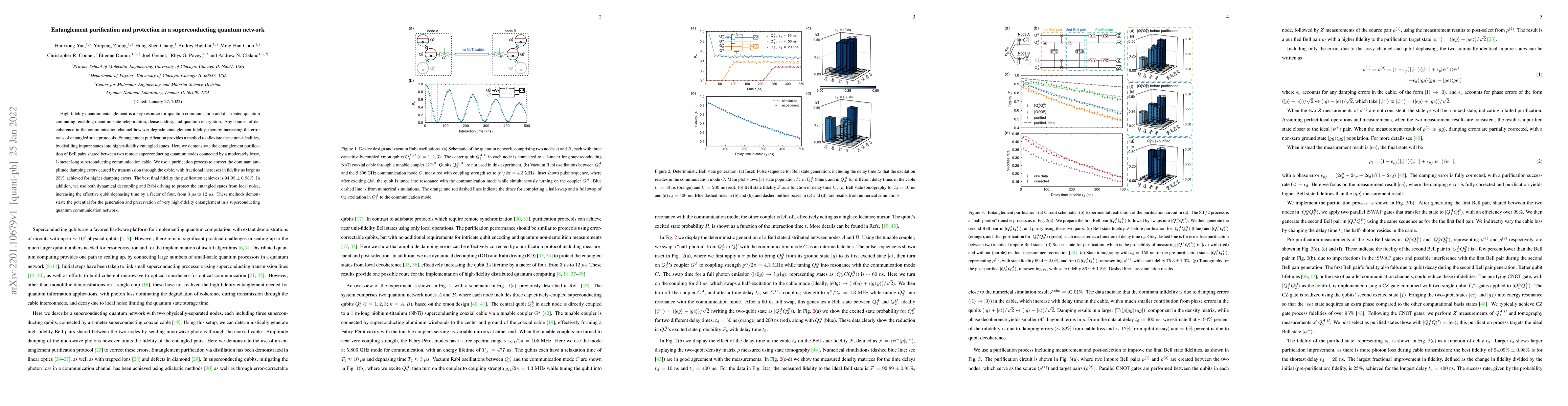 Thumbnail for Entanglement purification and protection in a superconducting quantum
  network