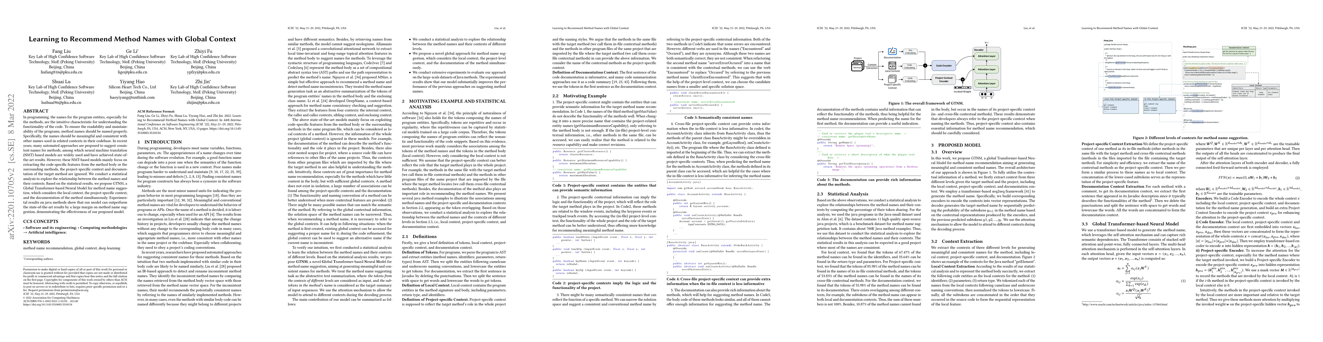 Thumbnail for Learning to Recommend Method Names with Global Context