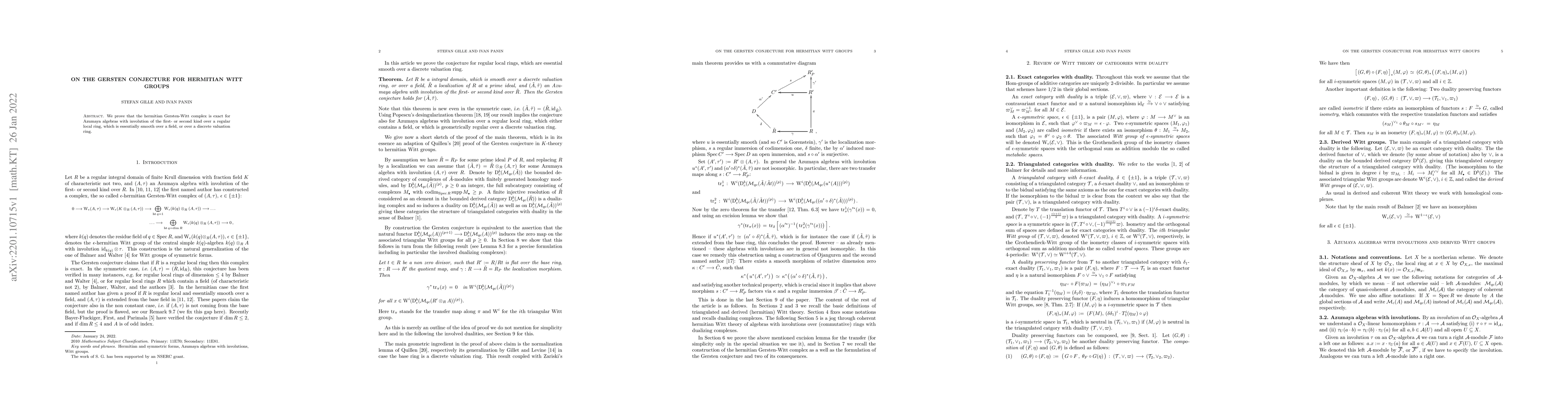 Thumbnail for On the Gersten conjecture for hermitian Witt groups