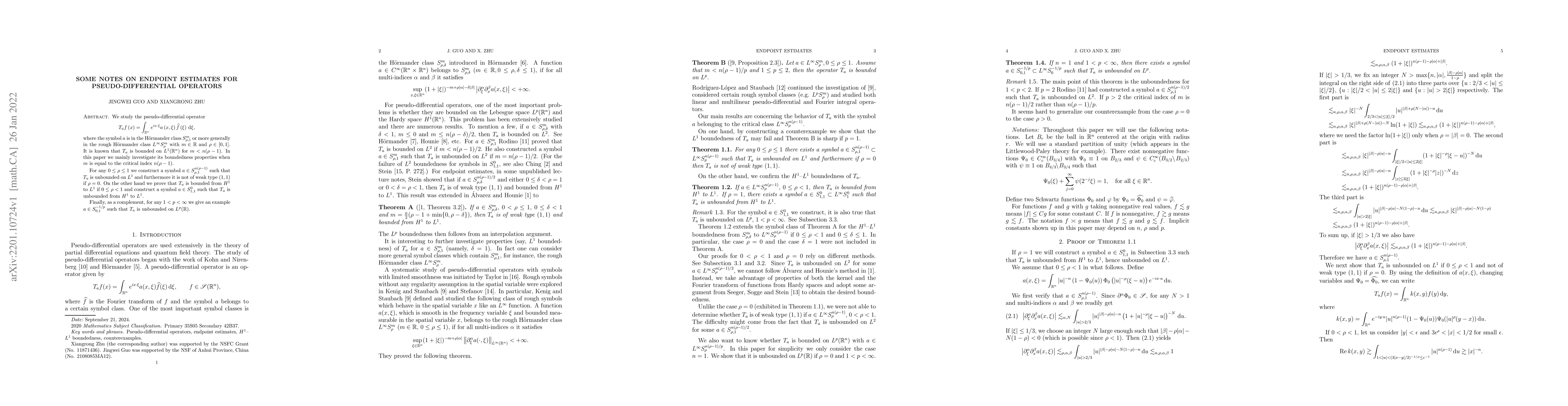 Thumbnail for Some notes on endpoint estimates for pseudo-differential operators