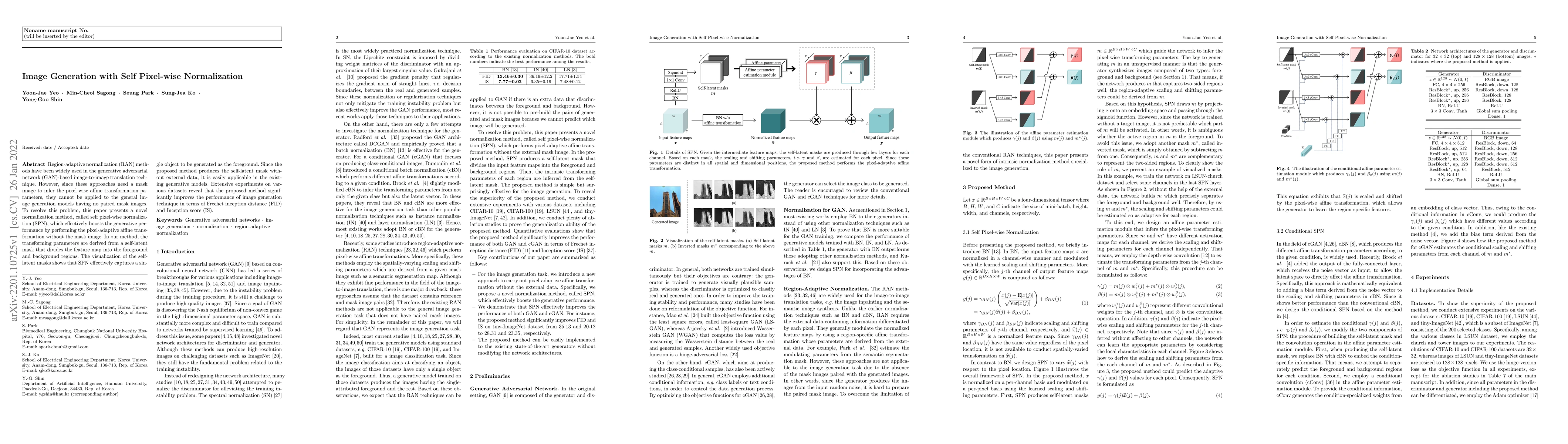 Thumbnail for Image Generation with Self Pixel-wise Normalization