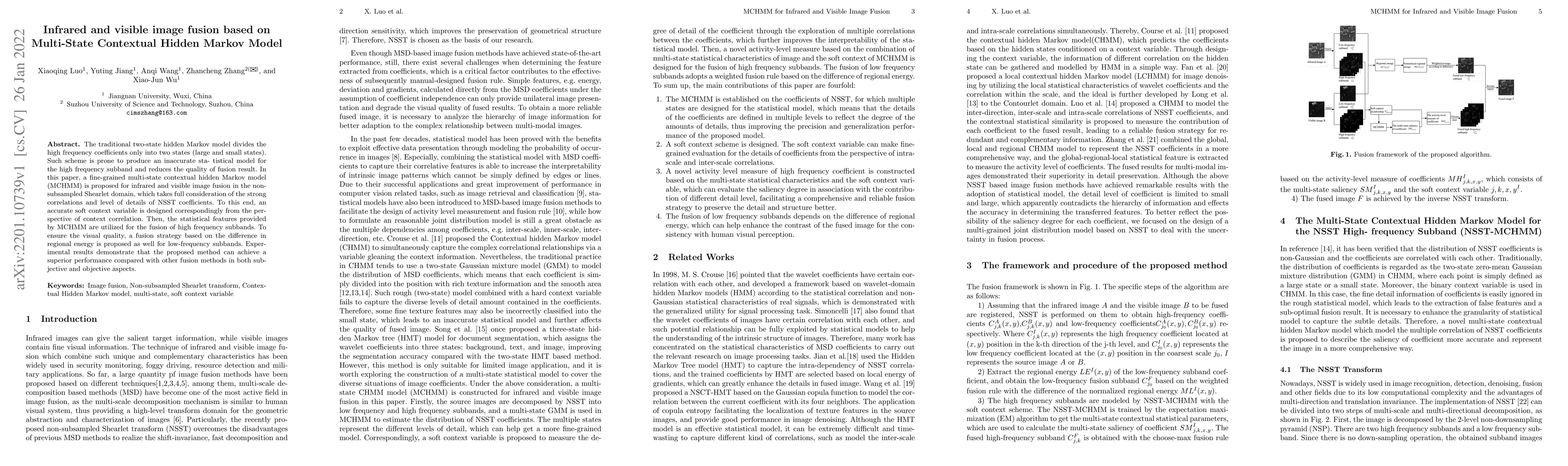 Thumbnail for Infrared and visible image fusion based on Multi-State Contextual Hidden
  Markov Model